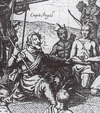 Le capitaine Argall, d'Après Théodore de Bry (cliché BnF)